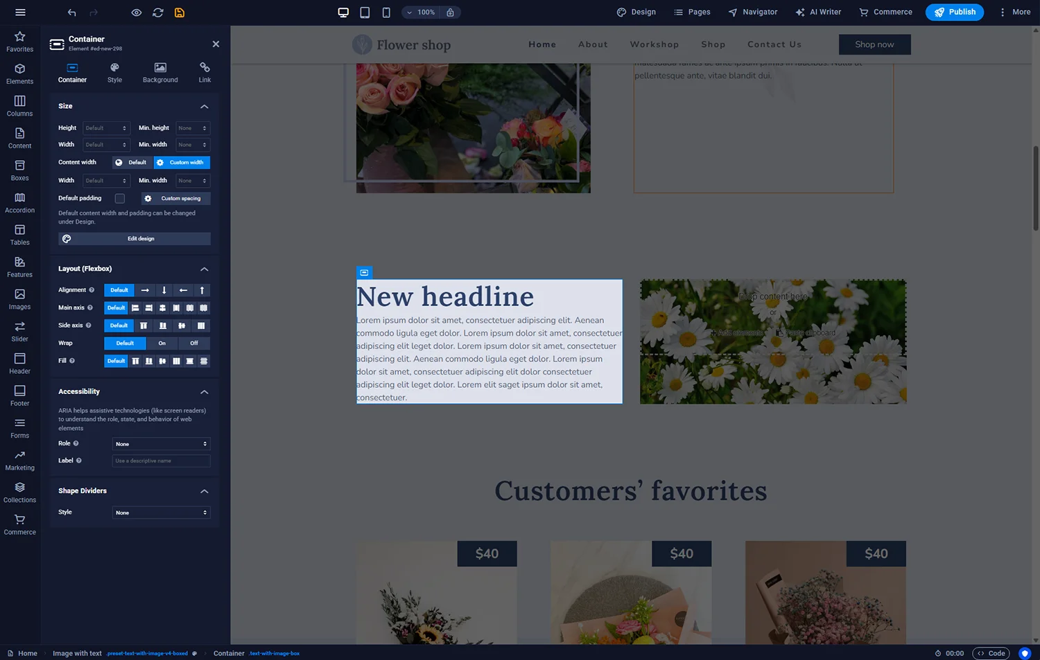 Editing content tile elements