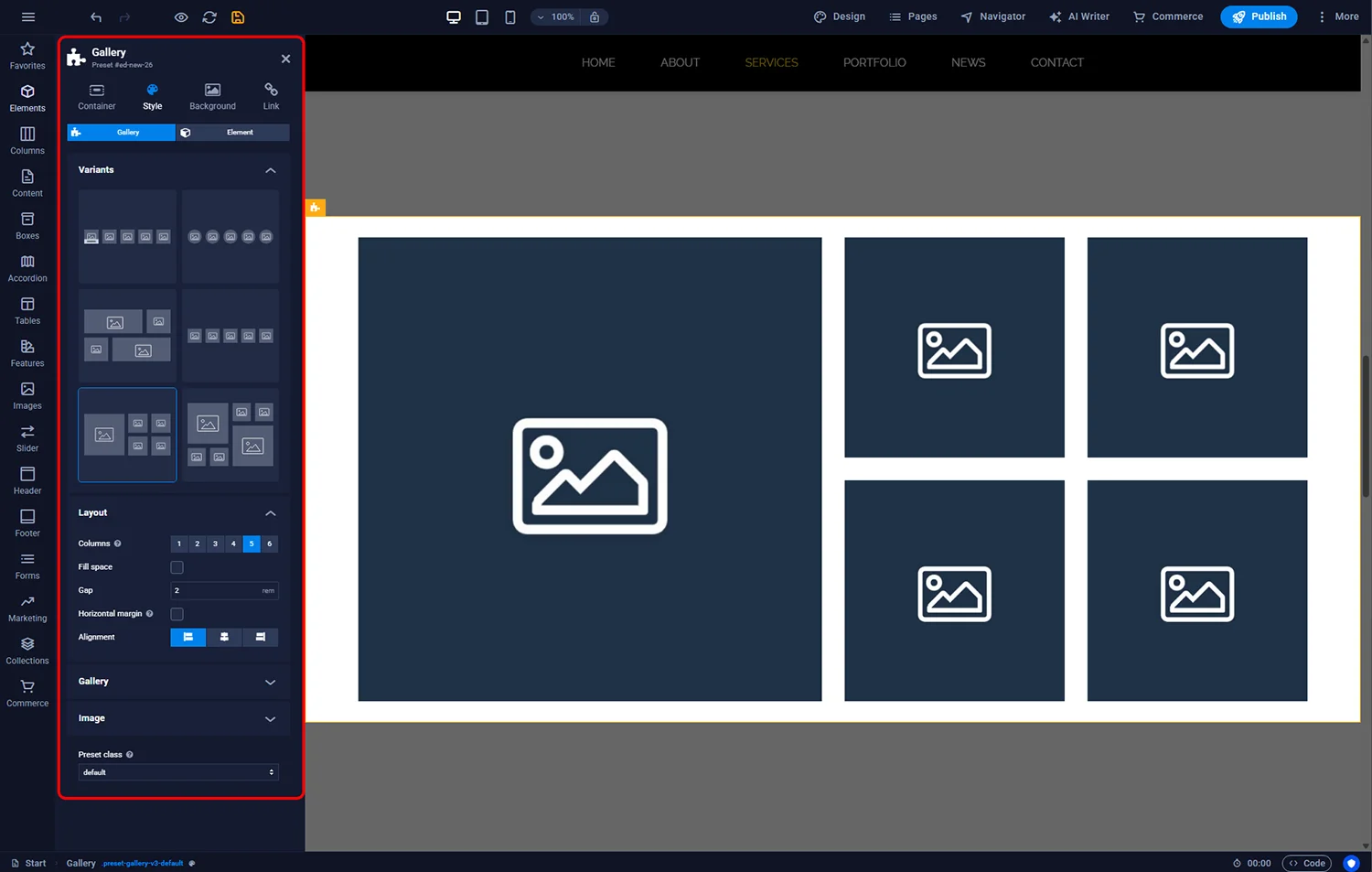 Gallery layout variants