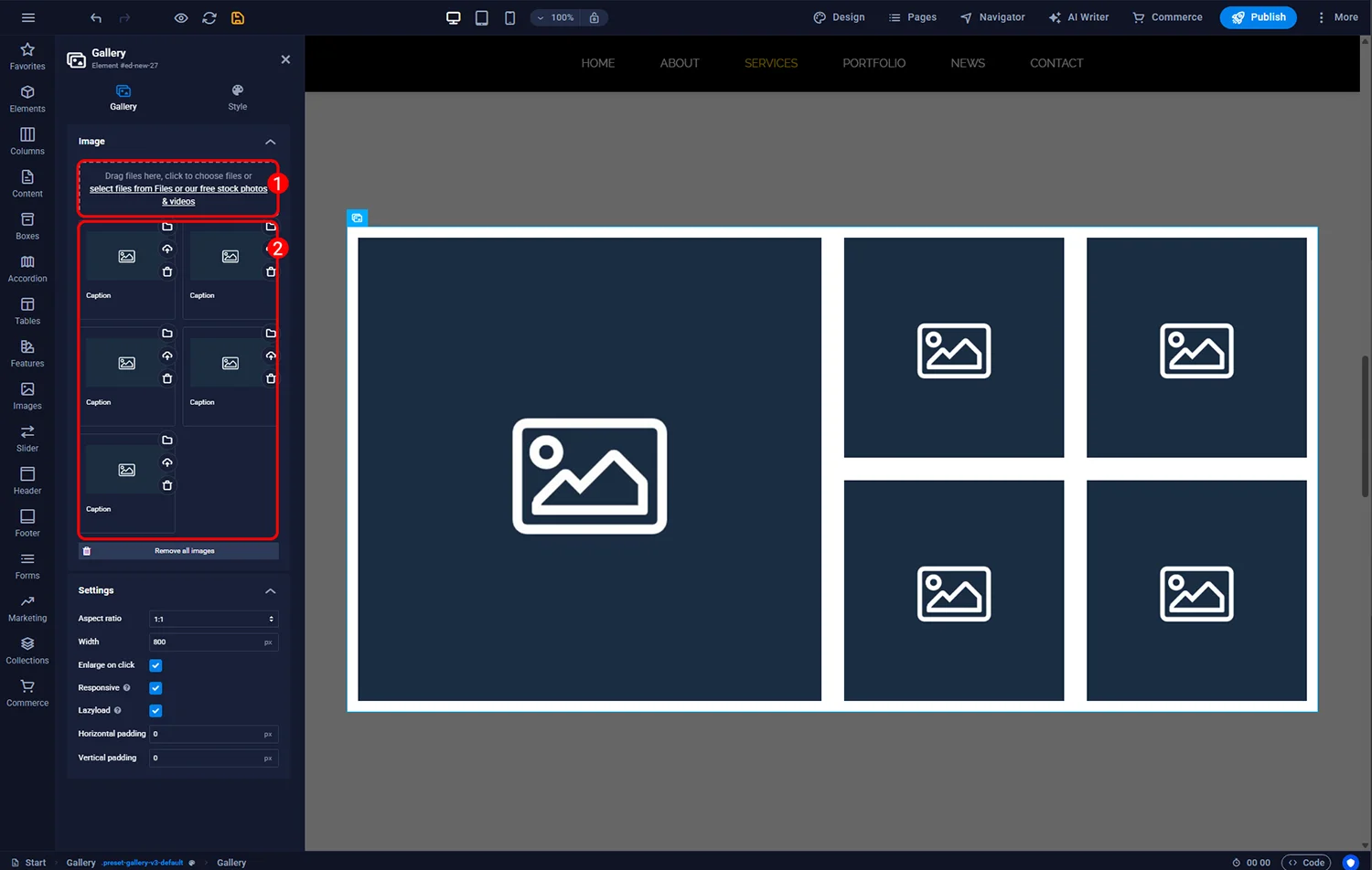 Adding images to the Sitejet gallery