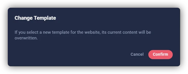 Template change confirmation dialog